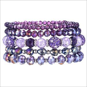 Polymer Clay Diamond Ball Acrylic Stretch Bracelets Stackable Bohemian